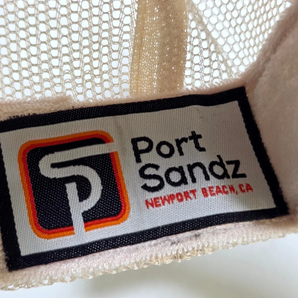 Port Sandz Trucker Hat Mens Tan Chill Patch Retro Mesh Snapback Cap Beach Surfer